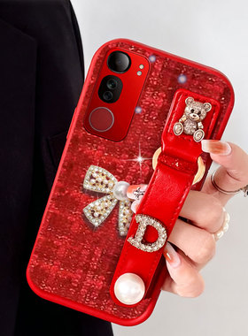 2026红色新年布艺小香风适用vivoY50 5G手机壳冬天T1过年T1x保护套Y300/2026年Y30春节Y73s喜庆S30外壳Y7s