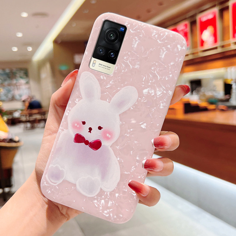 ins风小兔子仙女粉色贝壳适用新品vivox60pro十 手机壳x60曲屏x50曲面