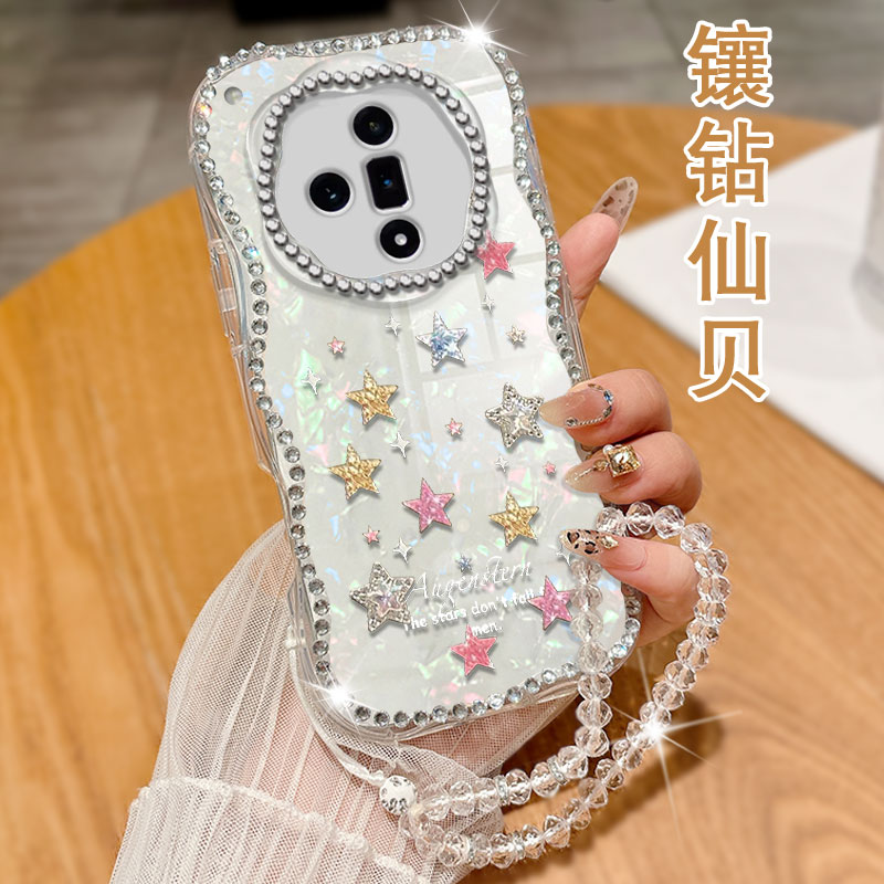 奶油纹镶钻贝壳，不掉钻，不发黄