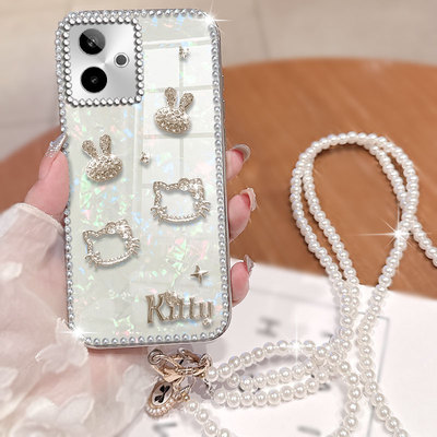 卡通贝壳斜跨适用realme真我GT7手机壳网红P3ultra女款7Pro高级感Pro全包Neo3新款x外壳V60保护套Neo2防摔V50