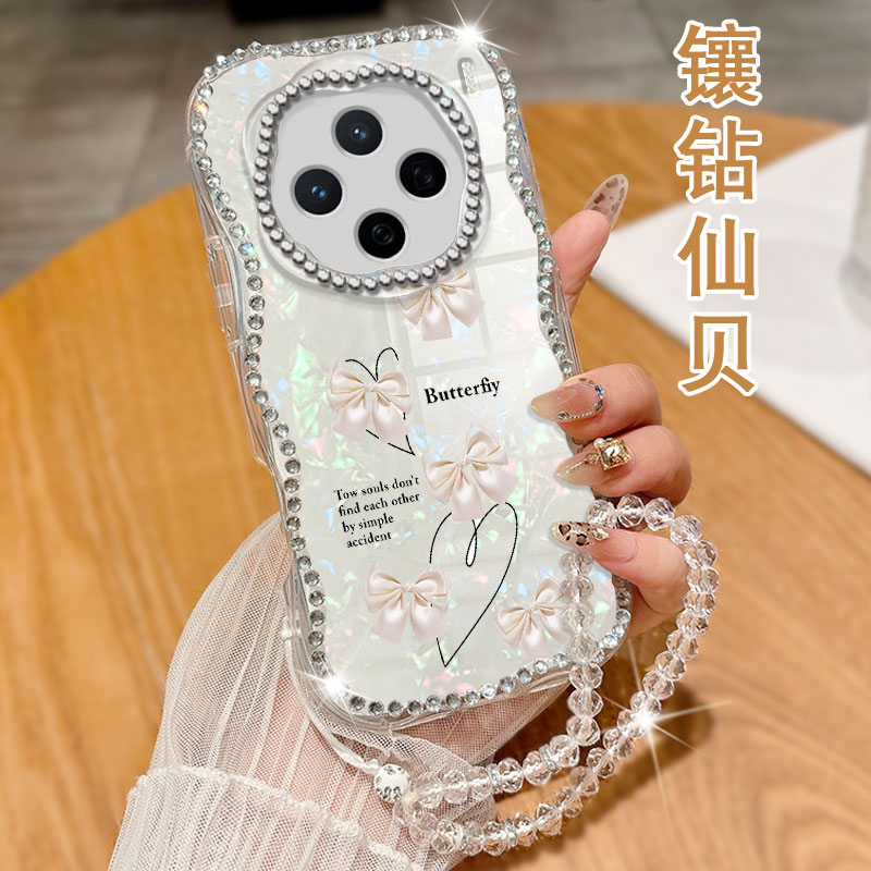 透明奶油镶钻贝壳，不掉钻，不发黄