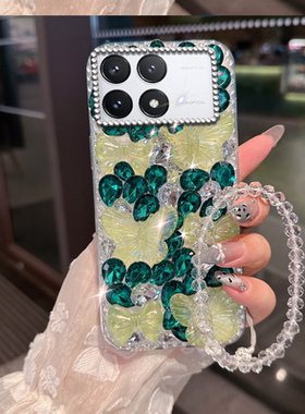 绿色小清新水钻适用红米K70手机壳外壳15女款turbo4网红12X镶钻K70/2025年12保护套1S小众turbo4新品12R全包