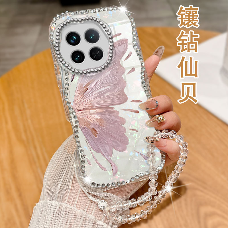 奶油纹镶钻贝壳，不掉钻，不发黄