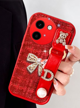 2026红色新年布艺小香风适用vivoY200手机壳喜庆Y300新款S17针织S30全包S15过年S15e外壳s12PRO秋冬VivoS7