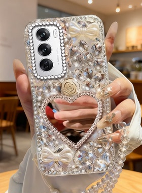 满钻奢华带镜子适用OPPOReno12手机壳防摔9全包A2小众9水钻6 网红13高级感14/202613保护套2镶钻5 新款8外壳