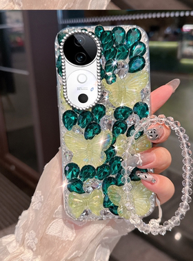 绿色小清新水钻适用vivoS19手机壳/2025年S20网红X23幻彩版女款S17e保护套S10外壳y93全包X200s镶钻Z7防摔