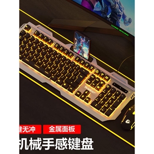 有线电竞游戏专用键鼠电脑台式 双飞蛇真机械手感键盘鼠标套装 USB