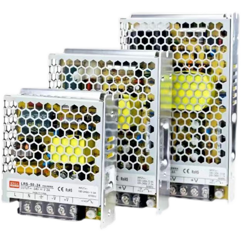 明伟超薄LRS-35/50/75/100/150/200/350/220转直流24V12V开关电源