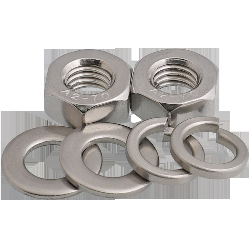 304/201/316L不锈钢六t角螺母平垫片弹垫组合套装螺丝帽M3M4M5-M2