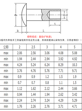 M4M5M6 304不锈钢半空心铆钉扁圆头半空芯中空铆螺钉GB87356
