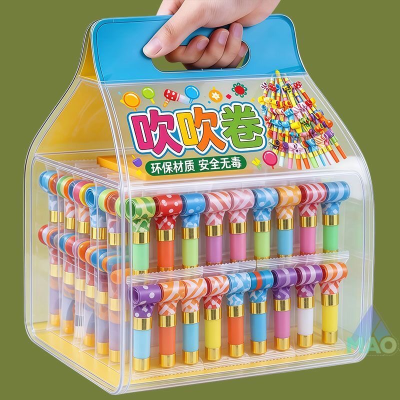 儿童生日吹吹卷吹龙口哨吹卷创意搞怪哨子七彩幼儿园摆地摊小玩具