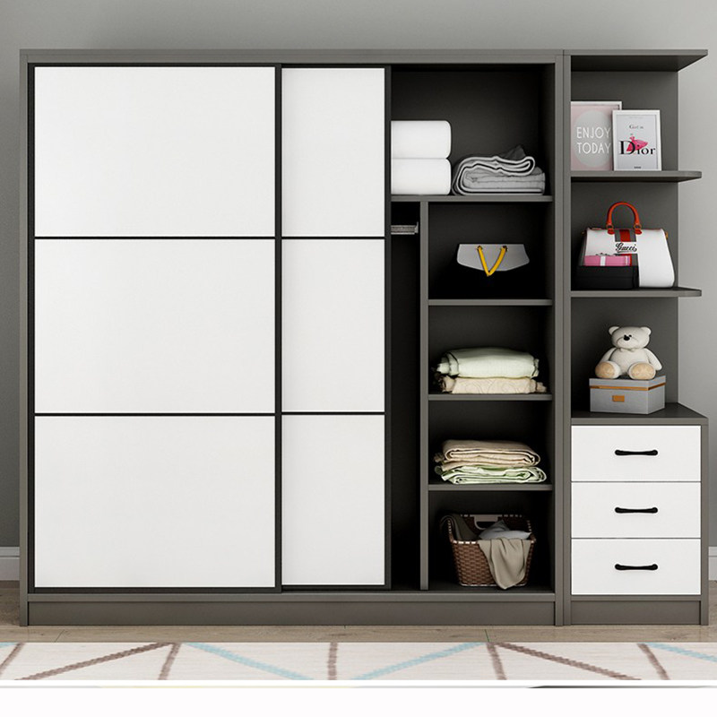 伊琦美全实木衣柜家用卧室新款推拉门衣橱出租房用储物收纳定制