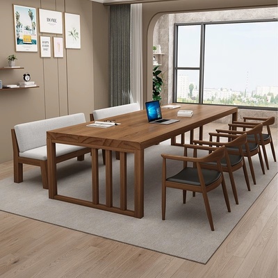 欧雅逸家全实木客厅大长书桌工作台现代简约家用长条阅读学习桌办