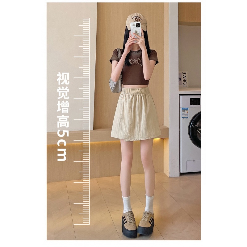 百搭2025速干面料夏季减龄透气A字松紧腰显瘦超短辣妹短裙女