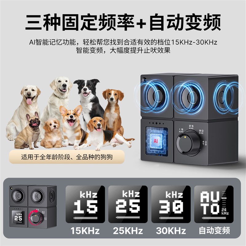 AI狗狗自动g止吠器项圈超声波智能变频防叫防扰民神器大小型犬