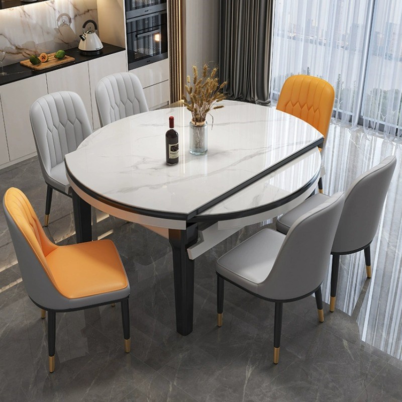 岩板餐桌c家用小户型可伸缩饭桌2025新款轻奢现代简约可变圆实木