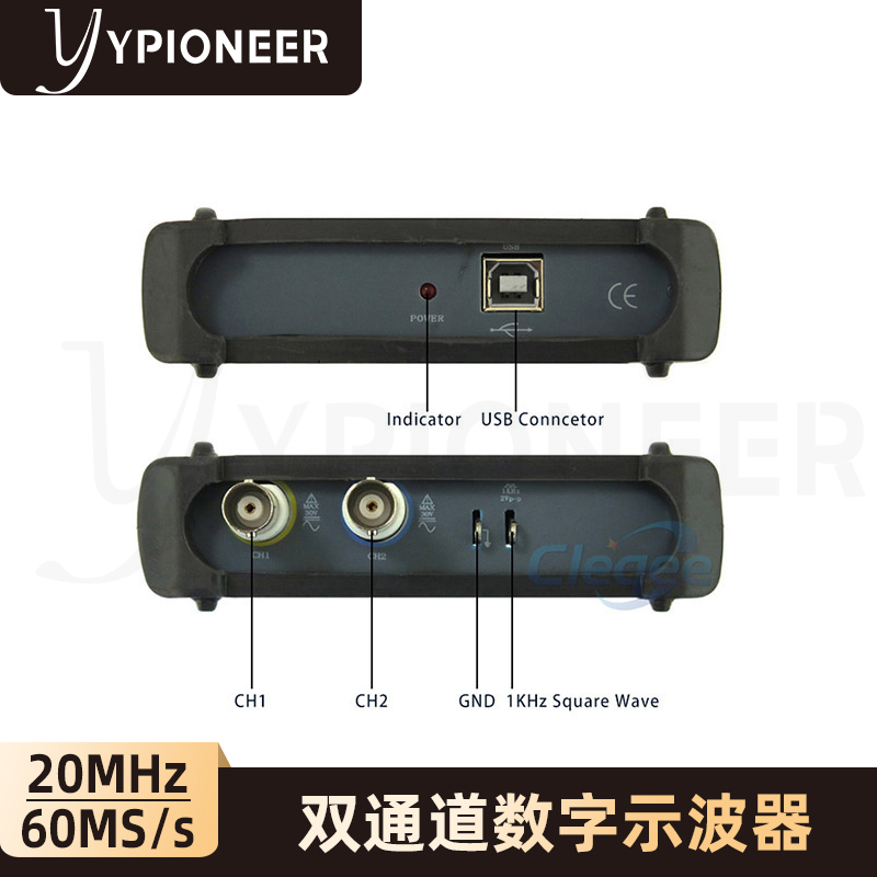 ISDS2062A jUSB虚拟示波器*带宽20M+双通道+频谱分析仪+12位ADC