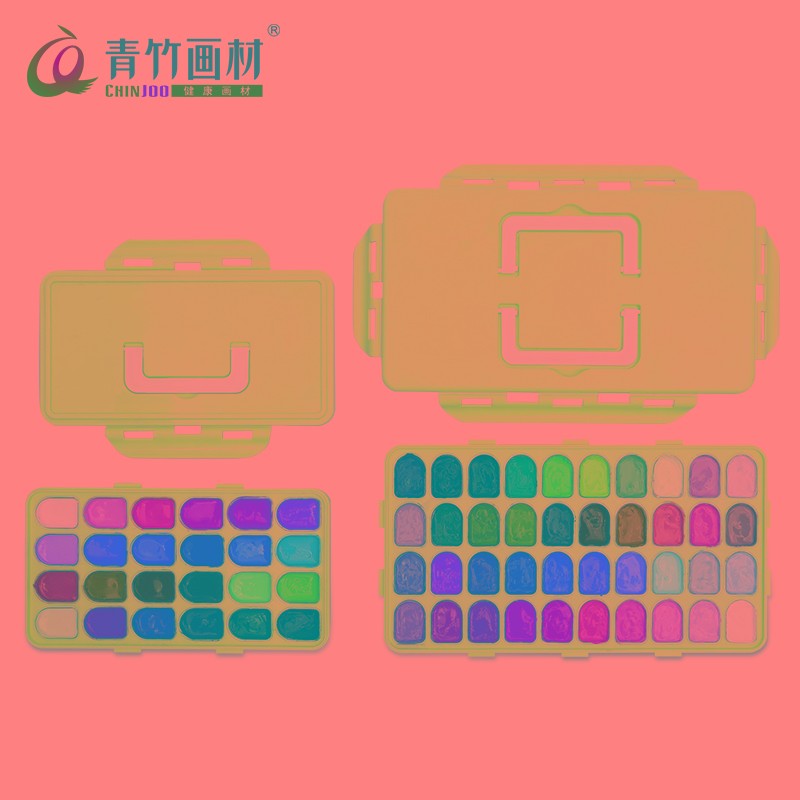 青竹水粉颜料套装无甲醛儿童学生果冻绘画美术用品24色30ml18初学