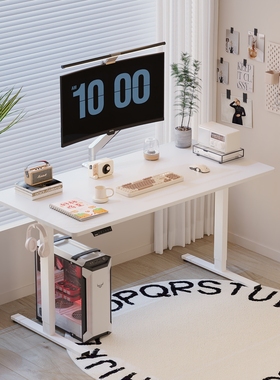 乐歌E6岩板电动升降桌椭圆桌腿家居书桌站立办公电脑桌E6-HD