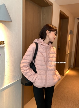 LIMON 柠檬连帽排骨羽绒服外套女2025冬季小个子保暖短外套1209