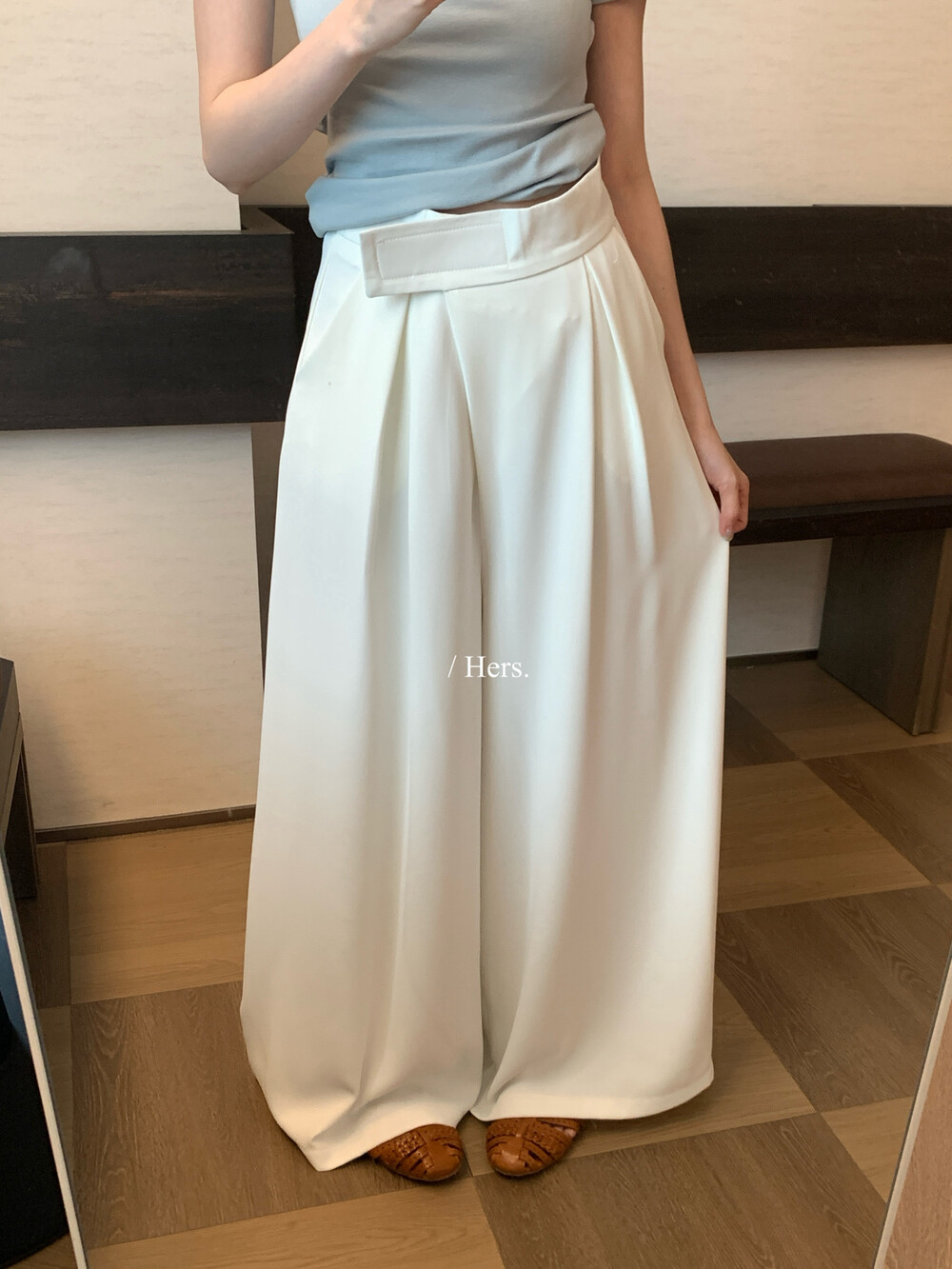 Hers超垂冰感高腰阔腿休闲裤女