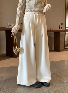 一勺甜 hers加绒加厚抽绳设计休闲裤女2025冬季显瘦阔腿裤92695