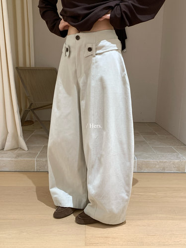 Hers腰头压线气球抓绒休闲裤女