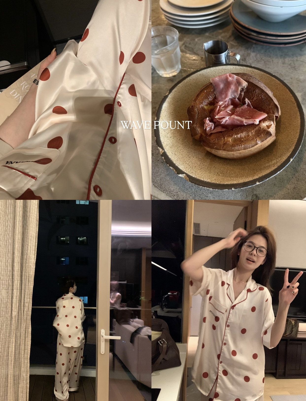 METWO丝滑红波点睡衣女