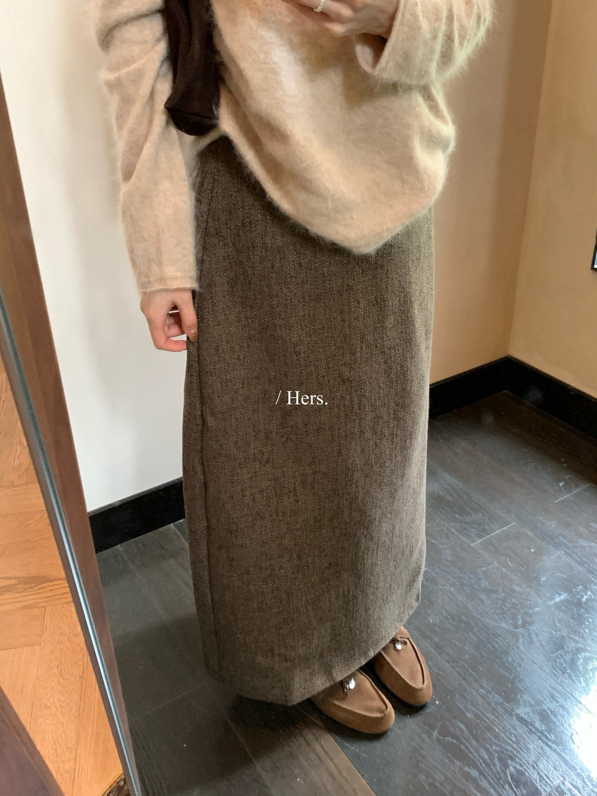Hers百搭粗织小香感直筒半身裙
