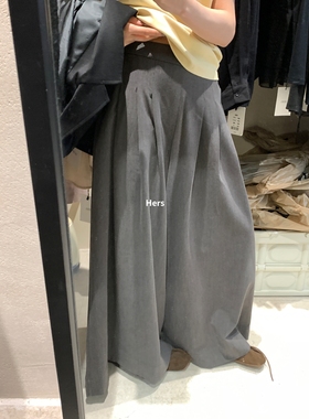 一勺甜 hers灰色绑带阔腿休闲裤女2025秋季宽松显瘦阔腿西裤92004