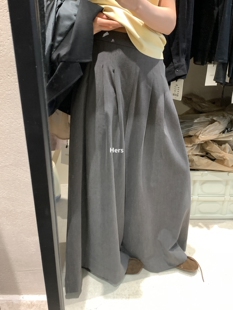 宽松显瘦阔腿西裤 女2025秋季 92004 hers灰色绑带阔腿休闲裤 一勺甜