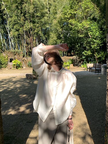 Hers 一勺甜26年早春！韩系百搭纯色气质提花领口长袖小衫女80100