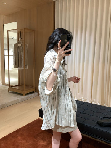 休闲慵懒条纹防晒衫薄款衬衫女