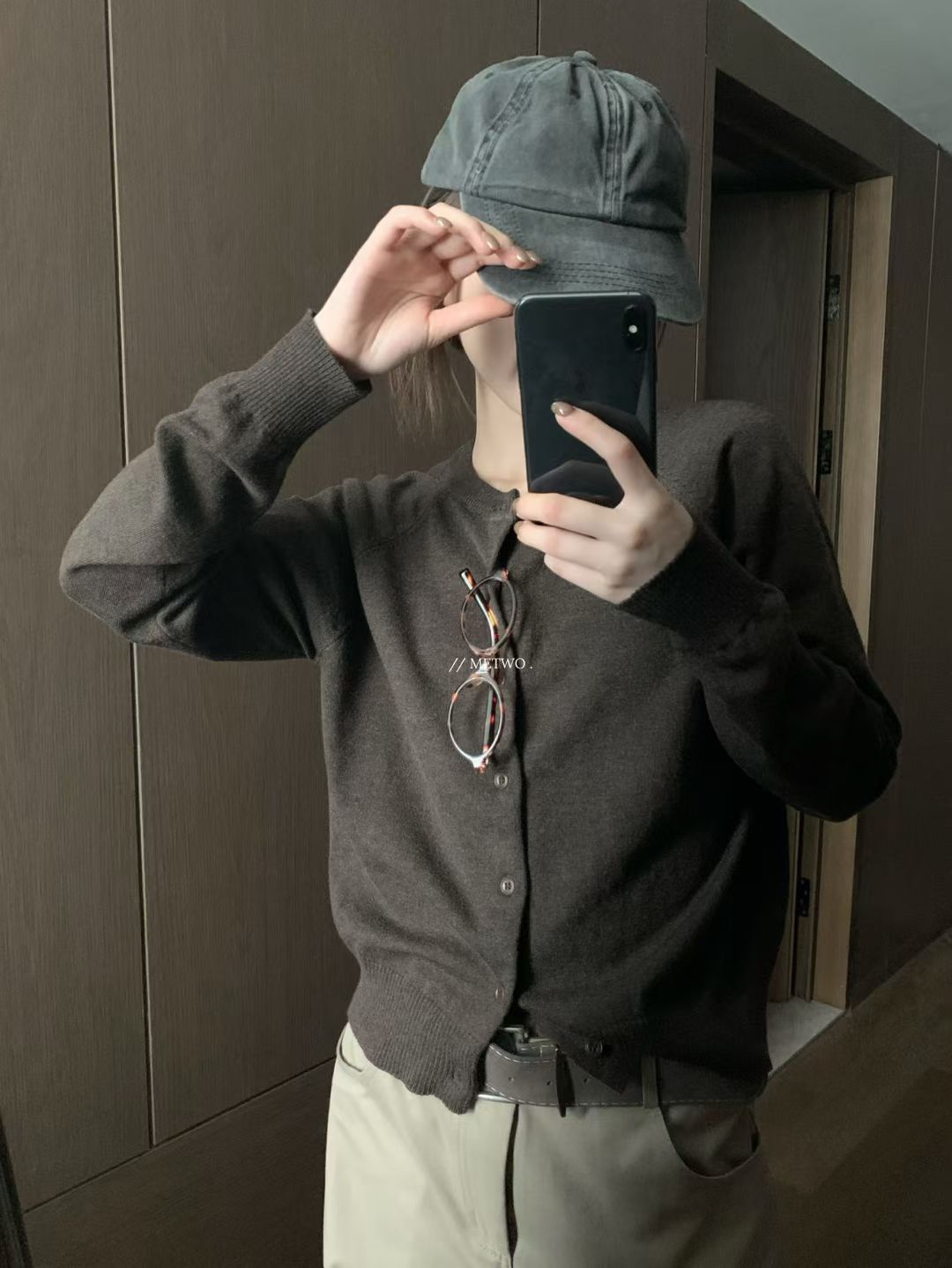 METWO 9036#羊绒条纹针织开衫女2025秋季百搭圆领毛针织衫