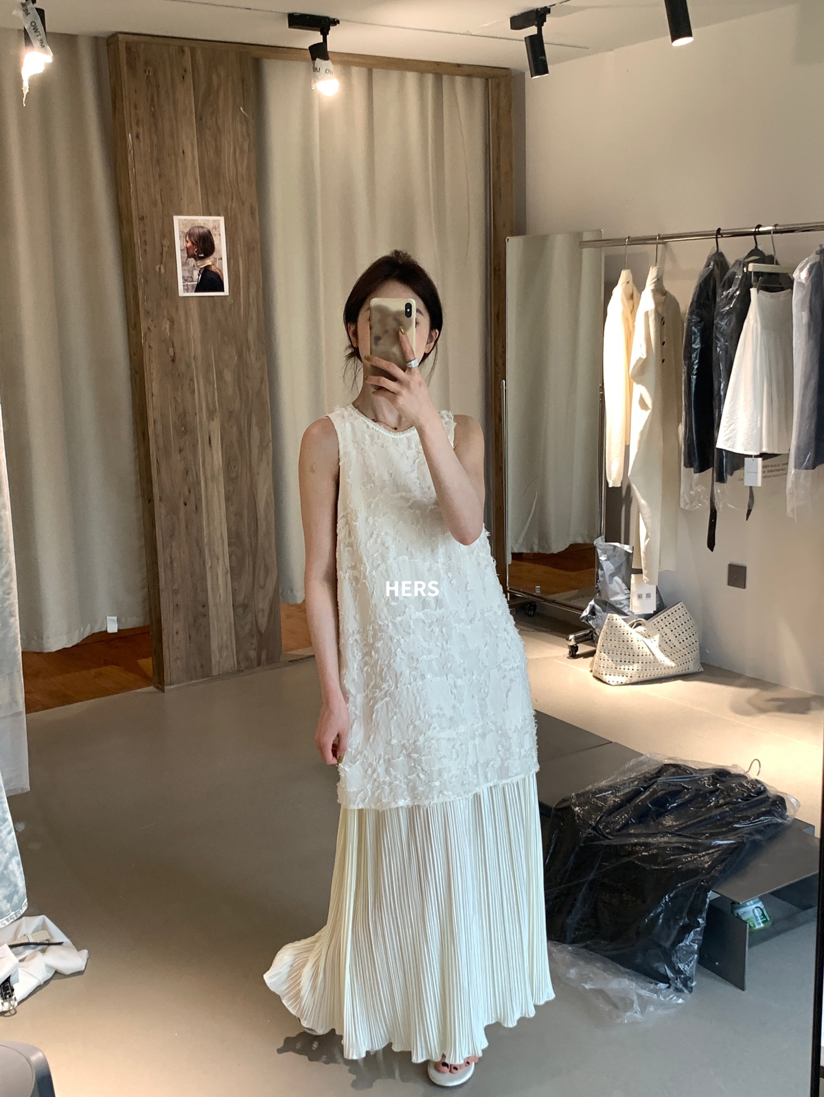 METWO hers无袖拼接蕾丝设计感连衣裙夏季法式假两件背心裙20818