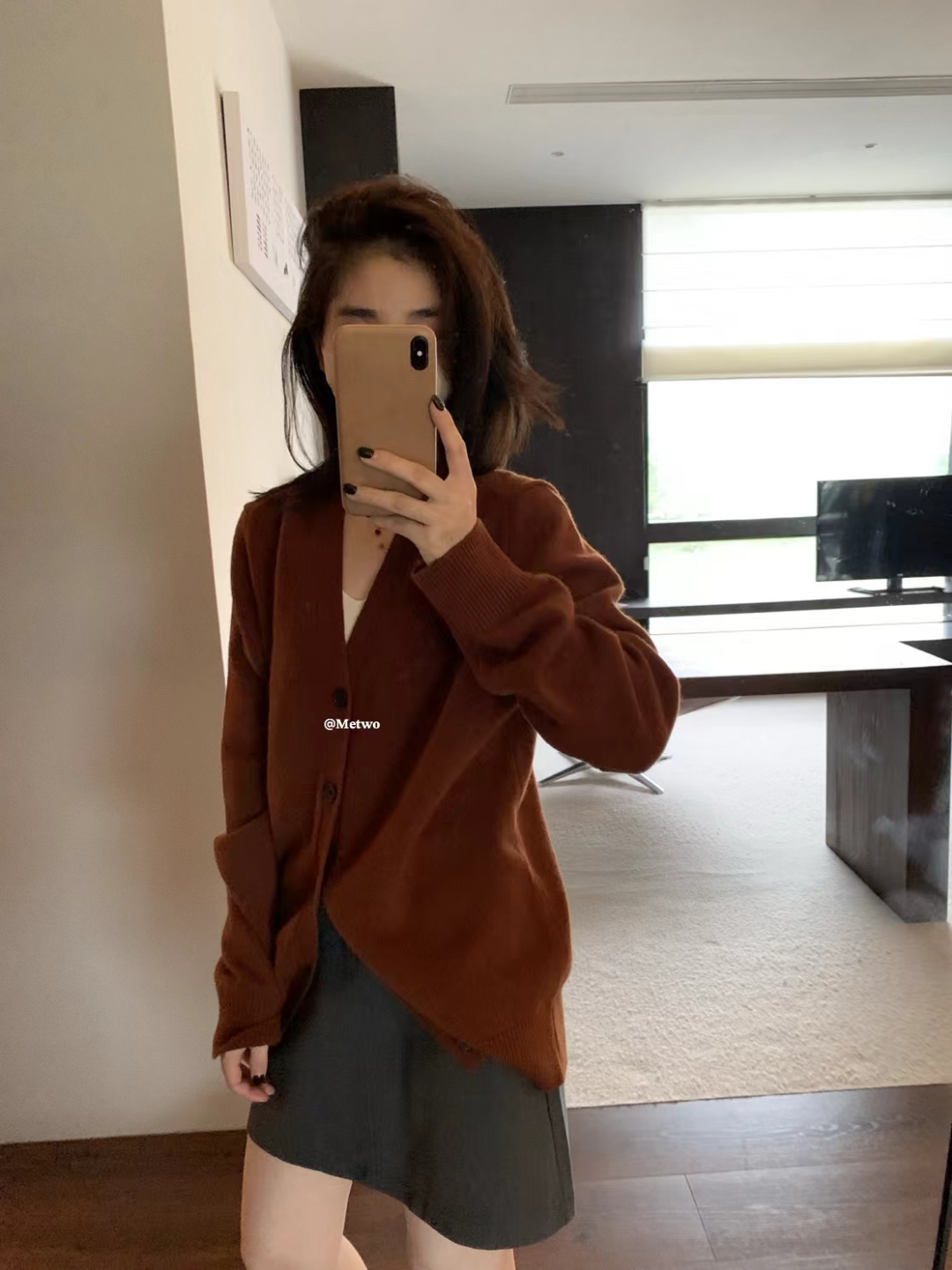 一勺甜中长款毛衣外套针织开衫