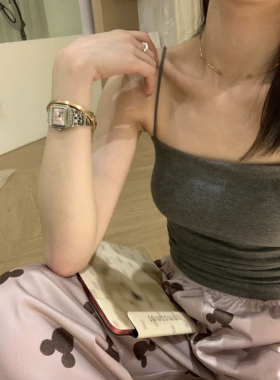 METWO灰色平口软糯bra吊带1217 夏季收腰美背带胸垫背心内搭女
