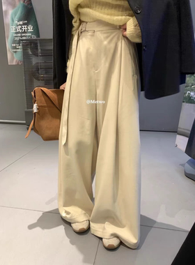 METWO在韩被夸的奶黄裤女 新款小个子垂感敲好法式西装长裤08201