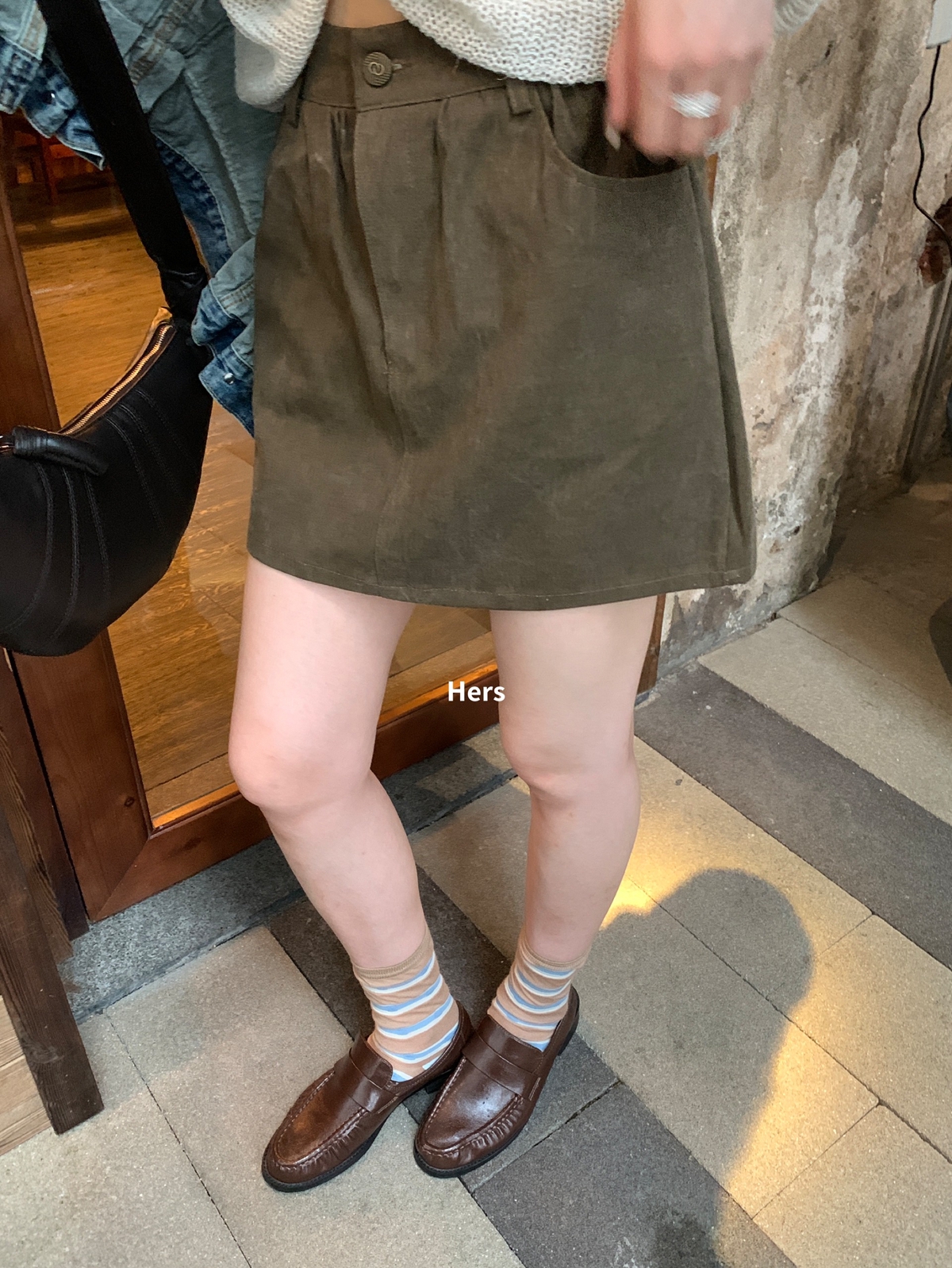 一勺甜 hers咖色百搭短款半身裙女 2025早秋高腰显瘦包臀短裙2044