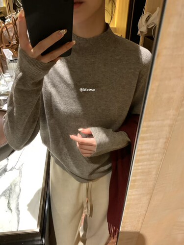 METWO半高领百搭舒适羊绒针织打底衫女2228新秋冬软糯内搭针织衫