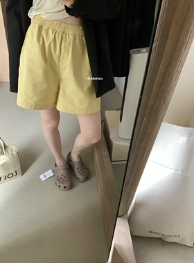 METWO 8767休闲工装短裤女2025夏季宽松显瘦松紧腰直筒阔腿裤