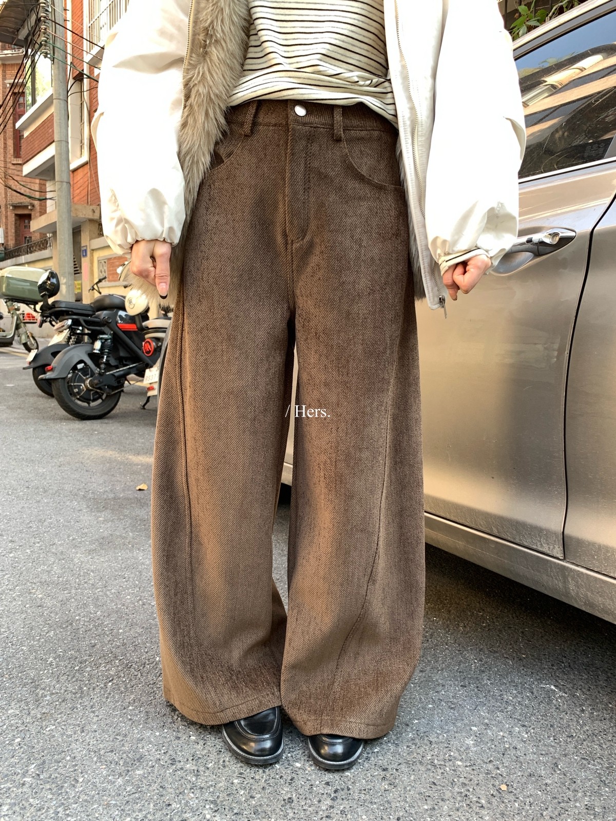 一勺甜 hers冬上新 简约百搭压线设计加绒加厚直筒休闲裤女92812,女装/女士精品,休闲裤,淘宝优惠券,粉丝福利购,淘宝优惠卷