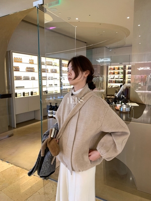 一勺甜 hers百搭夹棉立领呢子夹克(配牛角包包)女毛呢上衣92506