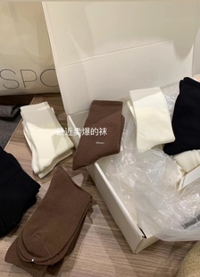 METWO秋冬堆堆袜女棕色中筒袜无骨袜短靴袜美拉德复古勃肯鞋长袜