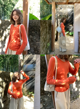 Hers一勺甜2026年早春！百搭巨舒适纯色圆领长袖打底衫女80239