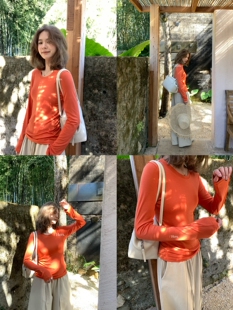 女80239 打底衫 Hers一勺甜2026年早春 百搭巨舒适纯色圆领长袖