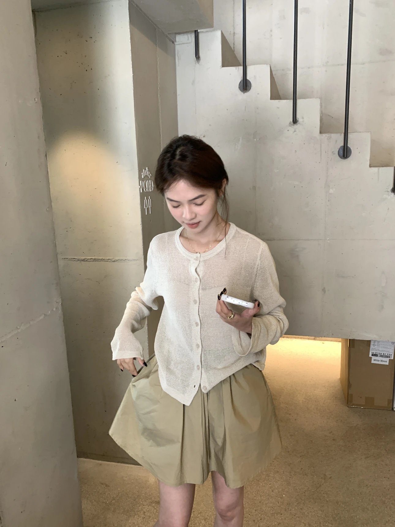 一勺甜天丝亚麻针织开衫女