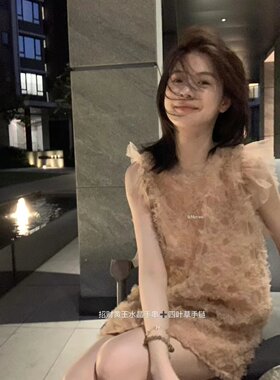 METWO 8117五一穿这条仙仙连衣裙女法式茶歇蕾丝立体扎花纱纱裙