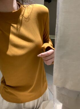 METWO 9091#鹅蛋领5色打底衫女秋冬半高领长袖百搭磨毛内搭T恤