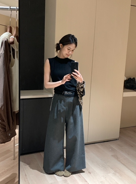 一勺甜 hers韩标款~百搭坑条针织镂空背心女2025早秋打底衫92213